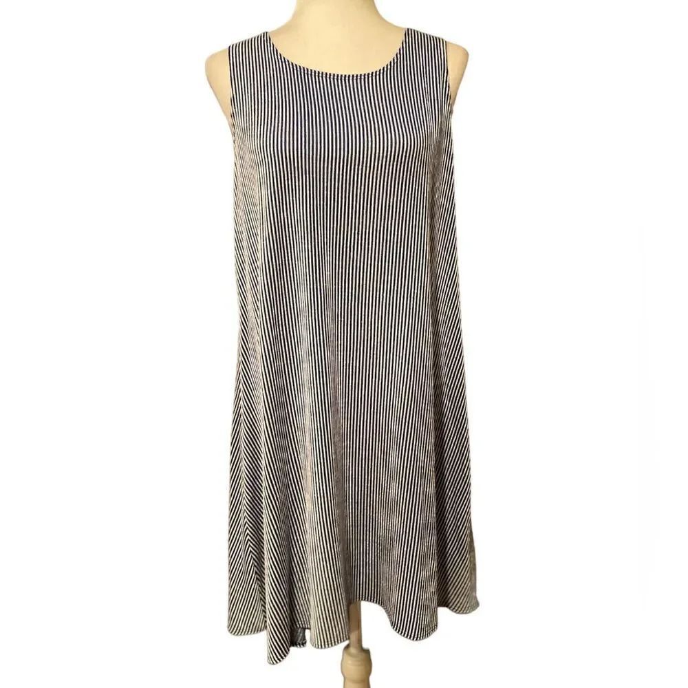 Jamie & Layla Stripe A Line Crew Neck Knee Length Dress